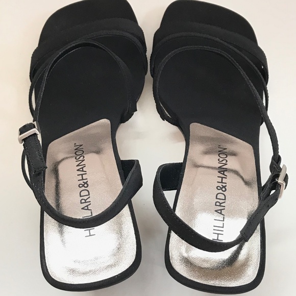 HILLARD & HANSON Kitten Heel Sandals Black Heels Women’s Size 6.5 - Picture 7 of 16